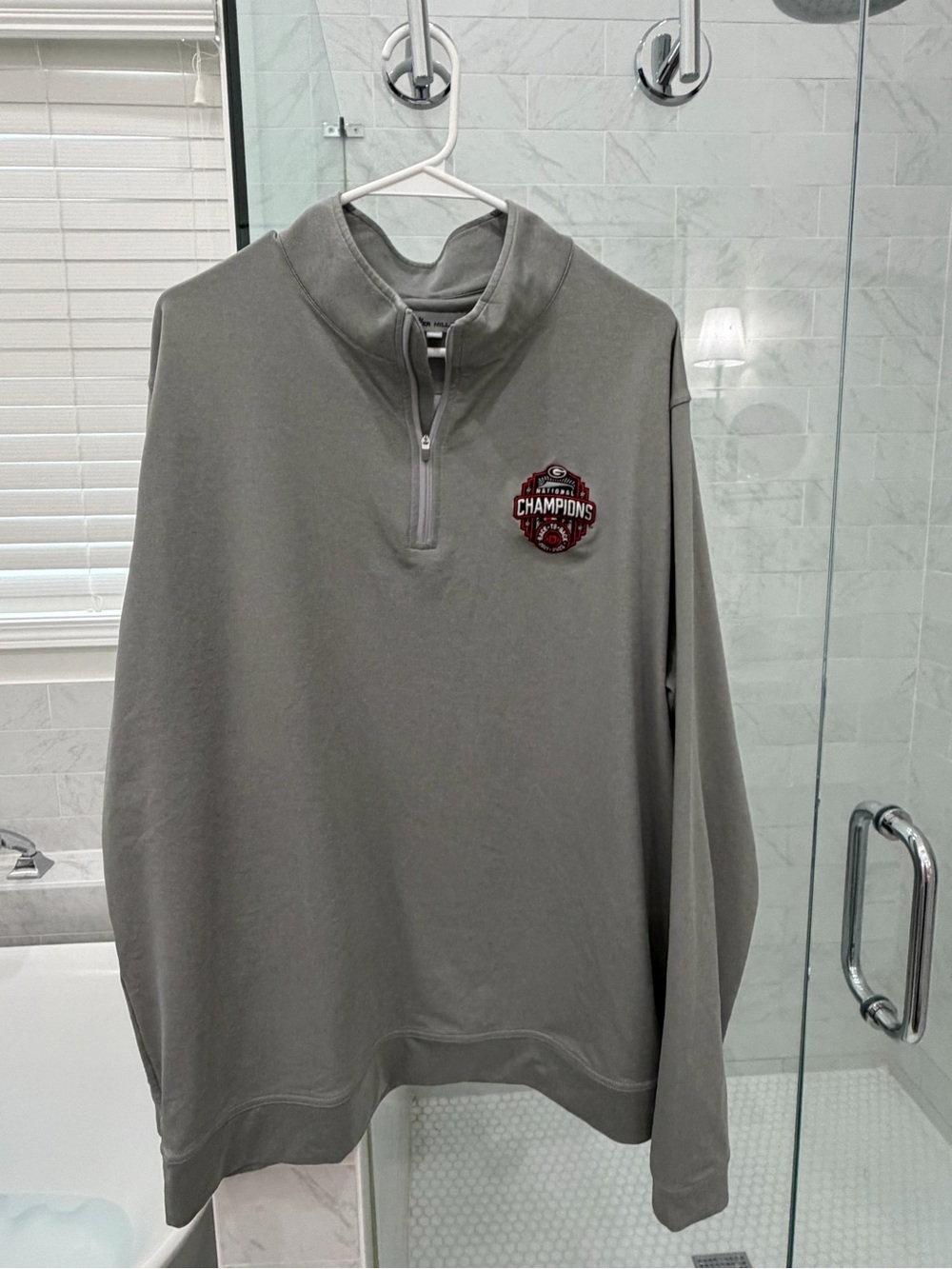 Men's Peter Millar 1/4 zip with UGA Championship Patch